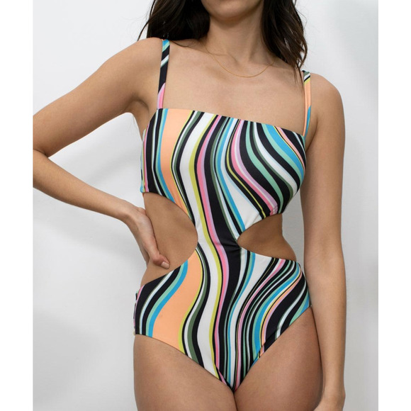 Sanctuary Women's Monokini High Cut Cutout One Piece Mod Swimsuit XS X-Small - Picture 1 of 5